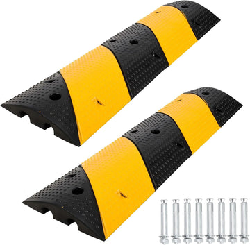 Ralentisseur de sol Garvee Cable Bridge 3,3 pi x 2 avec 8 boulons, en caoutchouc, pour routes, parkings, écoles, entrepôts, hôtels, jaune, robuste