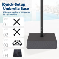 Garvee Parasol de Jardin 270 × 450 cm avec LED et Recharge Solaire, Protection UV, Toile Polyester Imperméable, Cadre en Fer Antirouille, Inclinaison Réglable