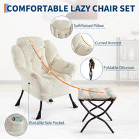 Fauteuil relax Garvee avec repose-pieds, ergonomique, durable, blanc, pour salon, bureau, confortable