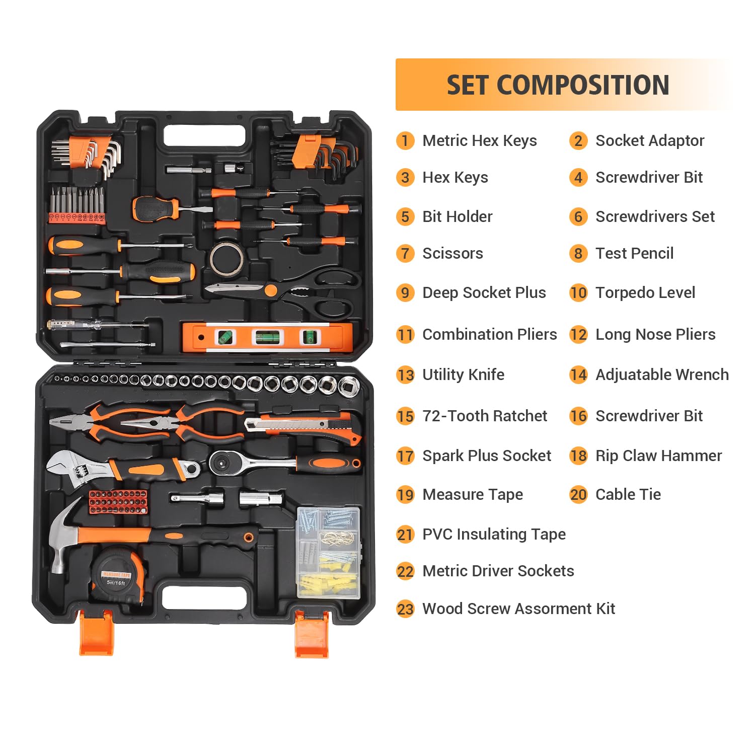 Coffret d'outils Garvee 247 pièces – cliquet 72 dents, acier de haute qualité pour voiture, maison et atelier professionnel