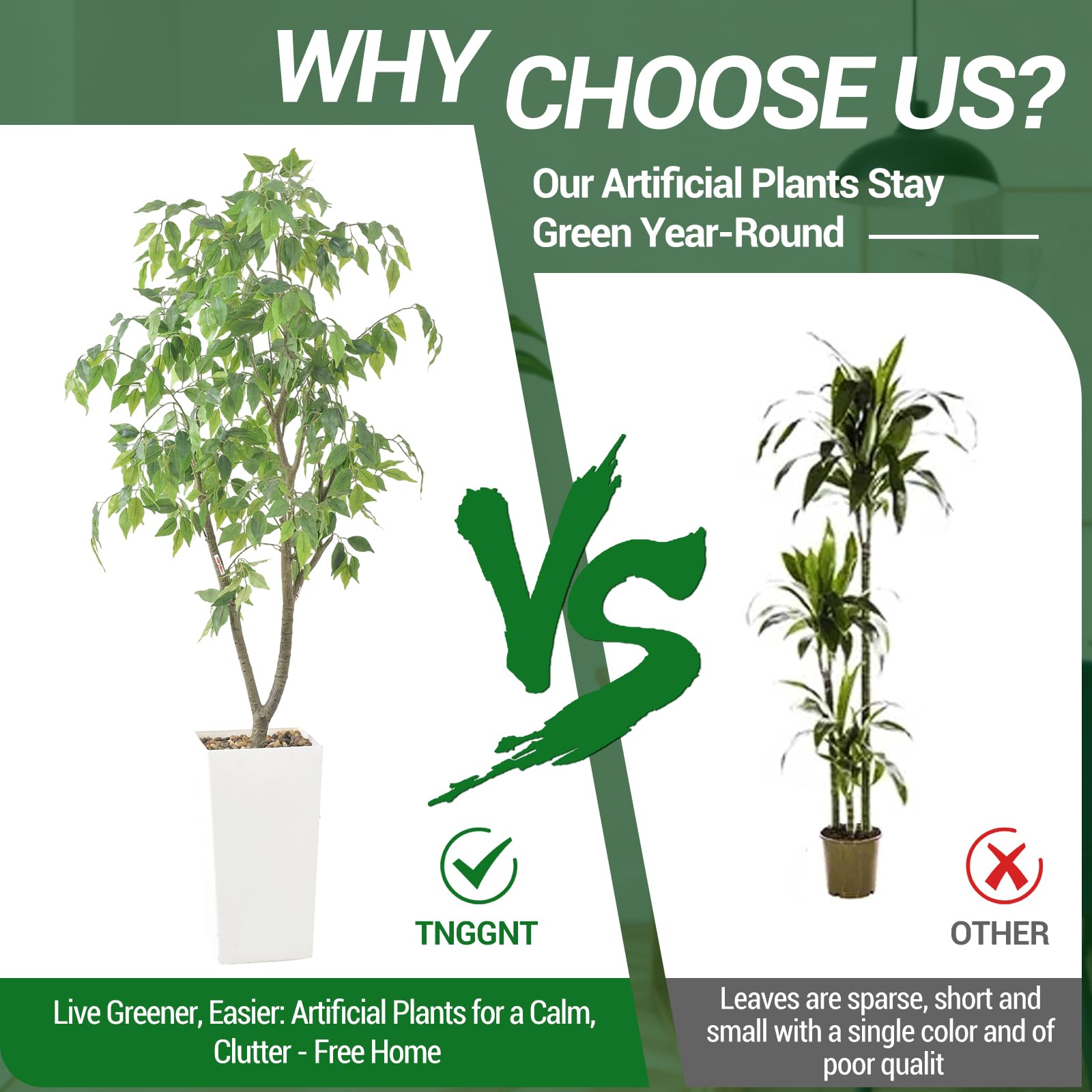 Arbre artificiel d'intérieur Garvee de 1,5 m, facile à nettoyer, durable, design réaliste, décoration polyvalente, vert