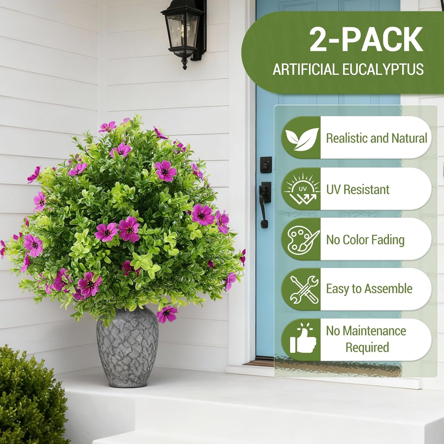 Garvee Lot de 2 arbres artificiels d'intérieur de 60 cm, réalistes, sans entretien, pour la maison, le bureau, les mariages, les fêtes, verts et polyvalents