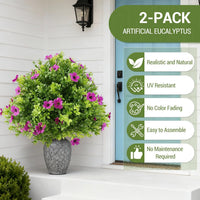 Garvee Lot de 2 arbres artificiels d'intérieur de 60 cm, réalistes, sans entretien, pour la maison, le bureau, les mariages, les fêtes, verts et polyvalents