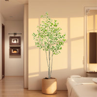 Ficus artificiel Garvee de 120 cm avec branches ajustables, idéal pour le salon et le bureau. Entretien facile, pot stable, vert.