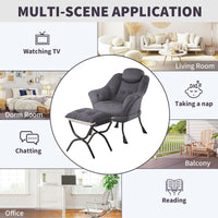 Fauteuil relax Garvee avec repose-pieds, ergonomique, en velours, pliable, gris, pour salon et chambre, gain de place