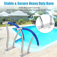 Main courante de piscine Garvee, 2 pièces, 76 cm x 76 cm, acier inoxydable 304, antirouille, revêtement de poignée bleu, pour piscines enterrées, robuste
