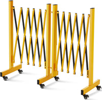 Garvee Barrière de sécurité extensible 274 cm, métal pliable avec roulettes, robuste, pour circulation, jaune et noir