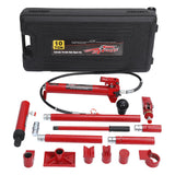Garvee Cric Hydraulique 10 T Avec Pompe, Tuyau 1,4 m, Mallette À Roulettes, Kit 14 Pièces, Acier Pour Garage Et Ferme - 10 t & boîte plastique avec roulettes & rouge