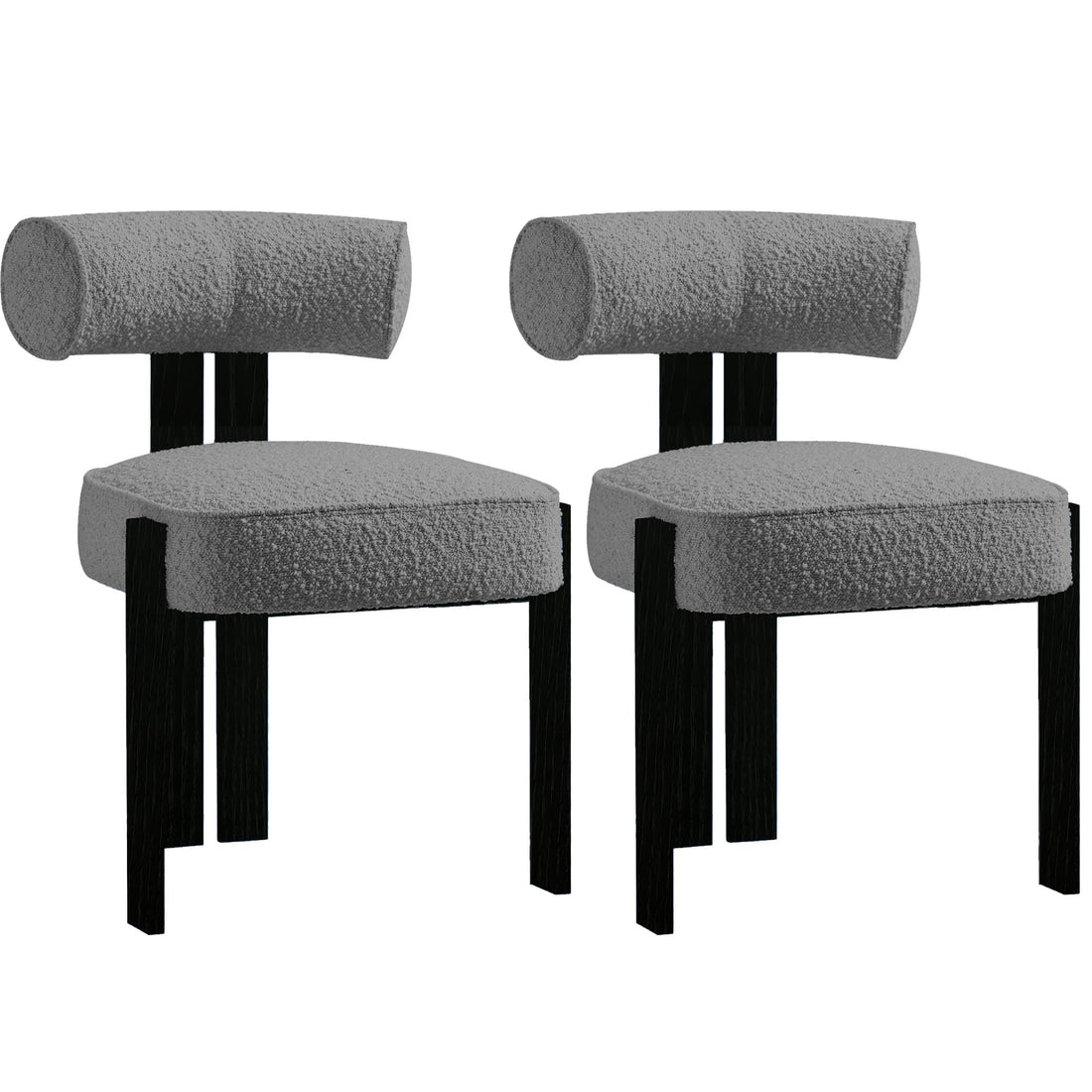 Chaises de salle à manger Garvee, lot de 2, tissu bouclé, dossier ergonomique, pieds en hévéa, style moderne et confortable, pour salle à manger et salon.