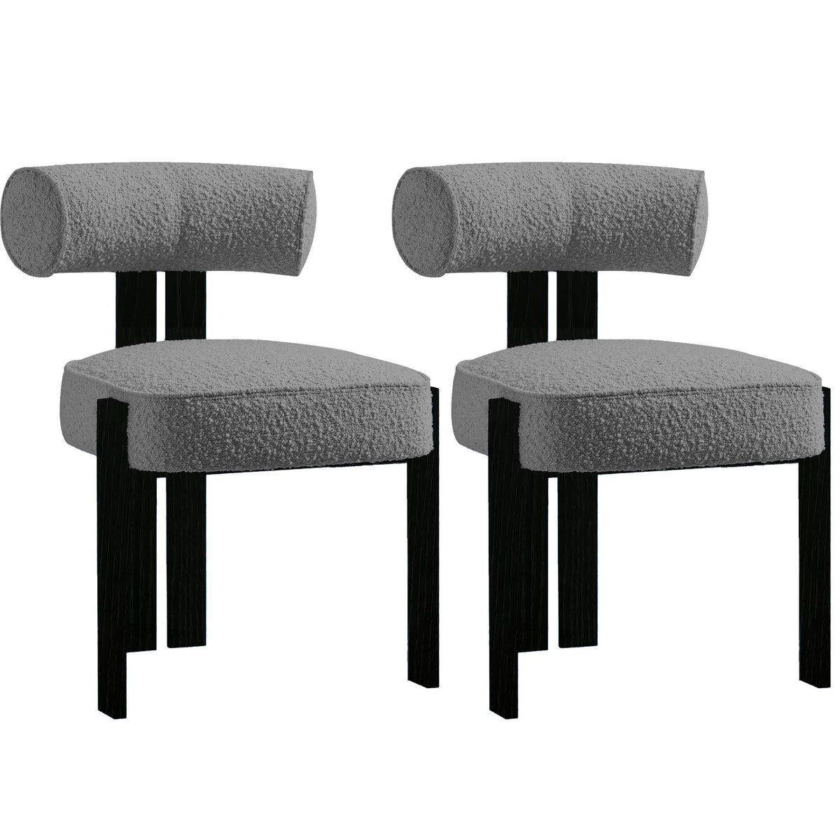 Garvee chaises de salle à manger, lot de 2, tissu bouclé, dossier ergonomique, pieds en hévéa, style moderne et confortable, pour salle à manger et salon, noir