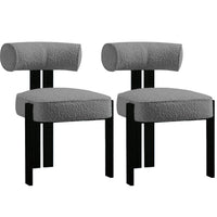 Garvee chaises de salle à manger, lot de 2, tissu bouclé, dossier ergonomique, pieds en hévéa, style moderne et confortable, pour salle à manger et salon, noir