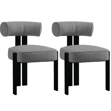 Garvee chaises de salle à manger, lot de 2, tissu bouclé, dossier ergonomique, pieds en hévéa, style moderne et confortable, pour salle à manger et salon, noir