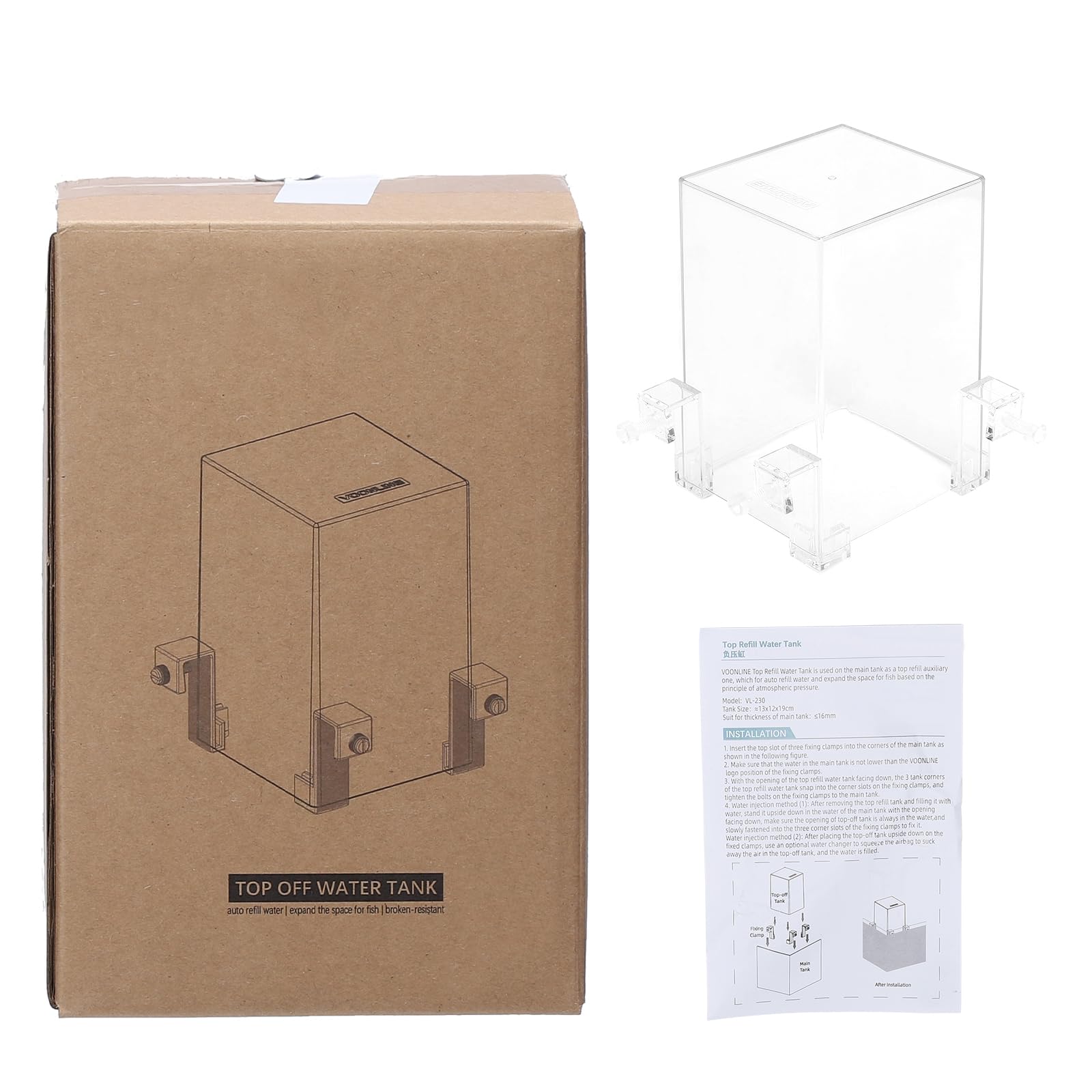 Support de levage transparent pour poissons d'aquarium Garvee en acrylique, pour parois d'aquarium de 18 mm, 12 x 13 x 19 cm