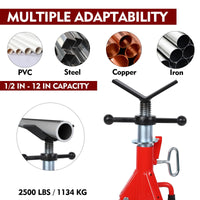 Support de tuyauterie Garvee à tête en V, hauteur réglable de 71 à 132 cm, capacité de charge de 1134 kg, alliage d'aluminium, pliable pour le soudage et le montage de tuyauterie