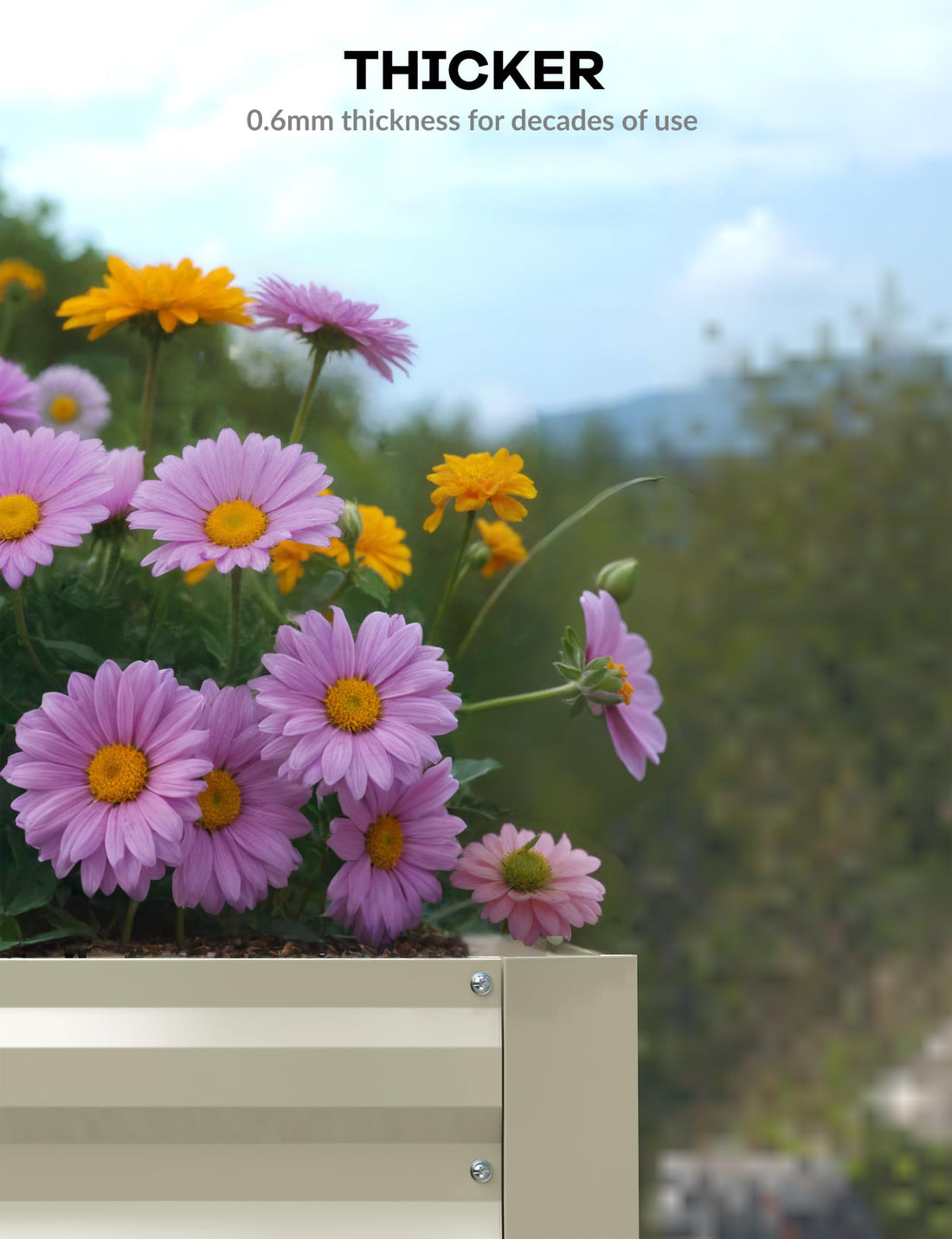 Garvee Jardinière surélevée galvanisée 182 x 91 x 61cm, métal antirouille, beige, pour fleurs, herbes aromatiques et légumes de jardin