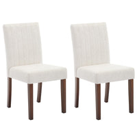 Chaises de salle à manger Garvee Parsons capitonnées, lot de 2, revêtues de tissu lin, ergonomiques, pieds en hévéa, rayures beiges, pour cuisine et salon