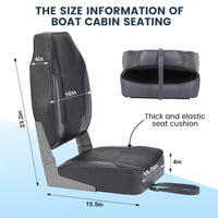Garvee Lot de 2 sièges de bateau pliables à dossier haut, mousse épaisse, revêtement PVC résistant, pour pêche et promenade, installation facile