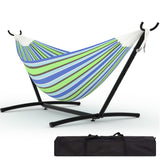 Garvee Hamac Portable avec Sac de Transport et Support en Acier, Capacité 204 kg, pour 2 Personnes, Camping, Plage ou Jardin, Rayures Bleu et Vert - Rayures Bleu et Vert