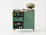 Garvee Meuble Bar à Vin Moderne avec Portes Cannelées, Rangement 9 Bouteilles, Support Verres, Bois, Pieds Métalliques, Cuisine & Salon, Bois Naturel - 