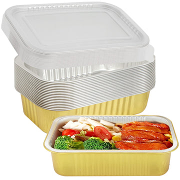 Barquettes jetables en aluminium Garvee (20 pièces) avec couvercles, 1000 ml, pour griller, cuire, pâtisser, argent, 22 x 15 x 4,5 cm