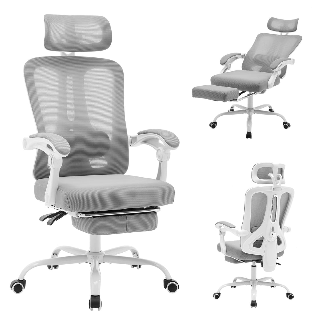Garvee Chaise de bureau ergonomique en maille respirante et confortable, avec soutien lombaire et repose-pieds réglables