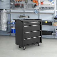 Garvee chariot à outils 6 tiroirs en acier noir, 64 × 62 × 33 cm, avec roulettes et serrure