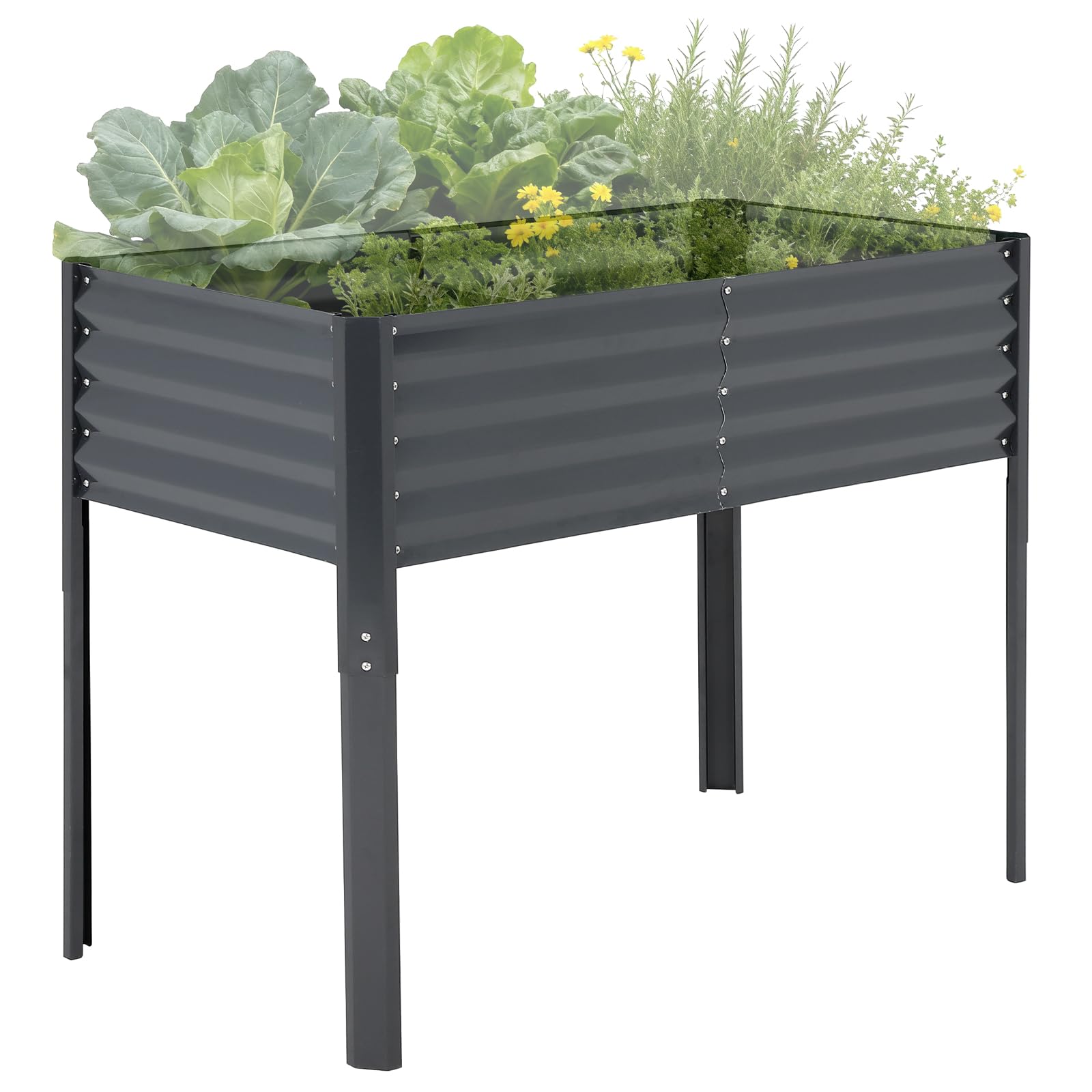 Jardinière surélevée en métal Garvee avec couvercle pour légumes et fleurs, bac à fleurs polyvalent pour terrasse et jardin, résistant à la corrosion et aux intempéries
