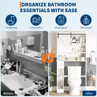 Armoire de rangement Garvee à suspendre aux toilettes avec porte coulissante, étagère réglable, porte-papier toilette, blanche, bois, gain de place pour salle de bain et buanderie
