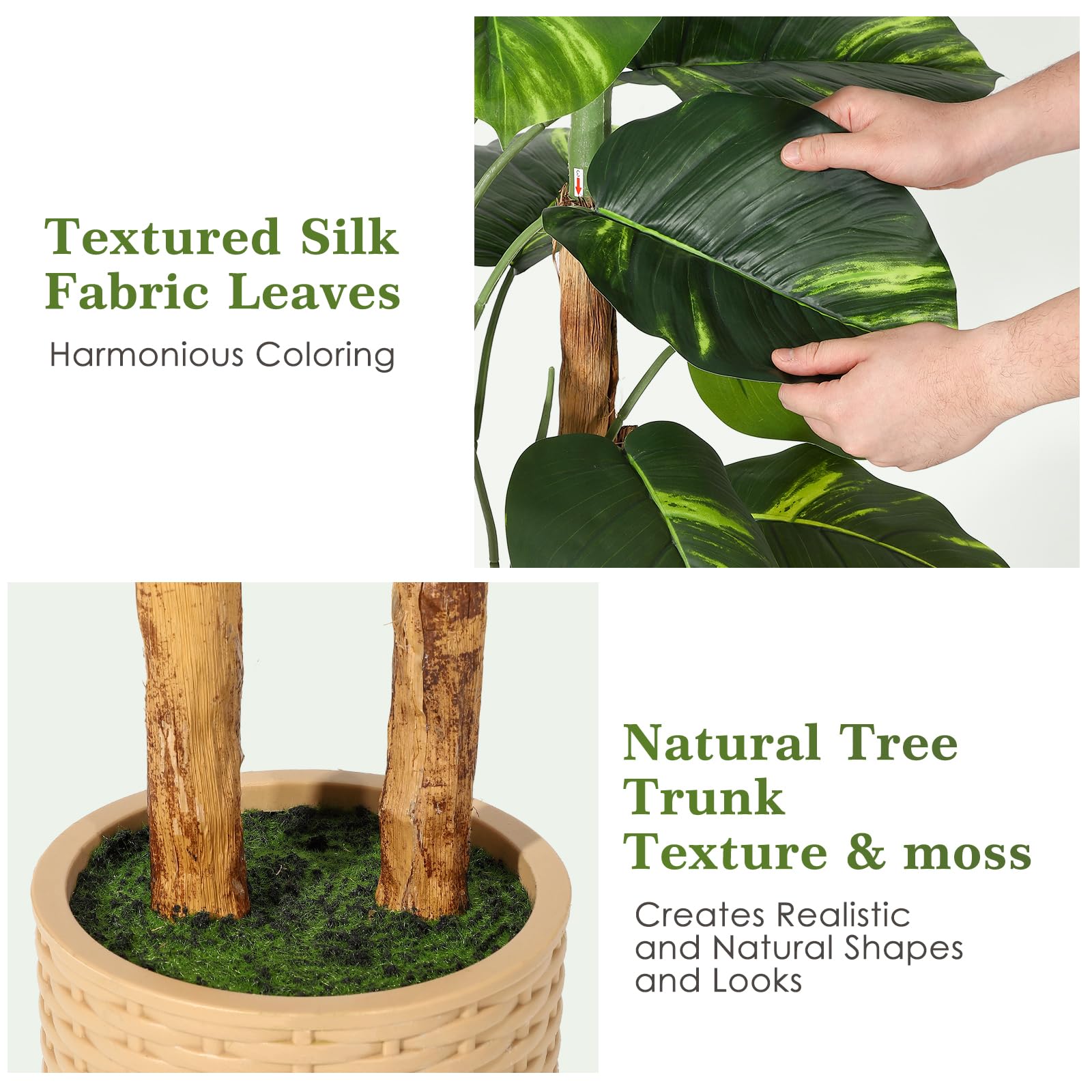 Garvee Plante artificielle 152 cm avec pot décoratif, branches ajustables et feuilles réalistes, décoration intérieure pour maison et bureau