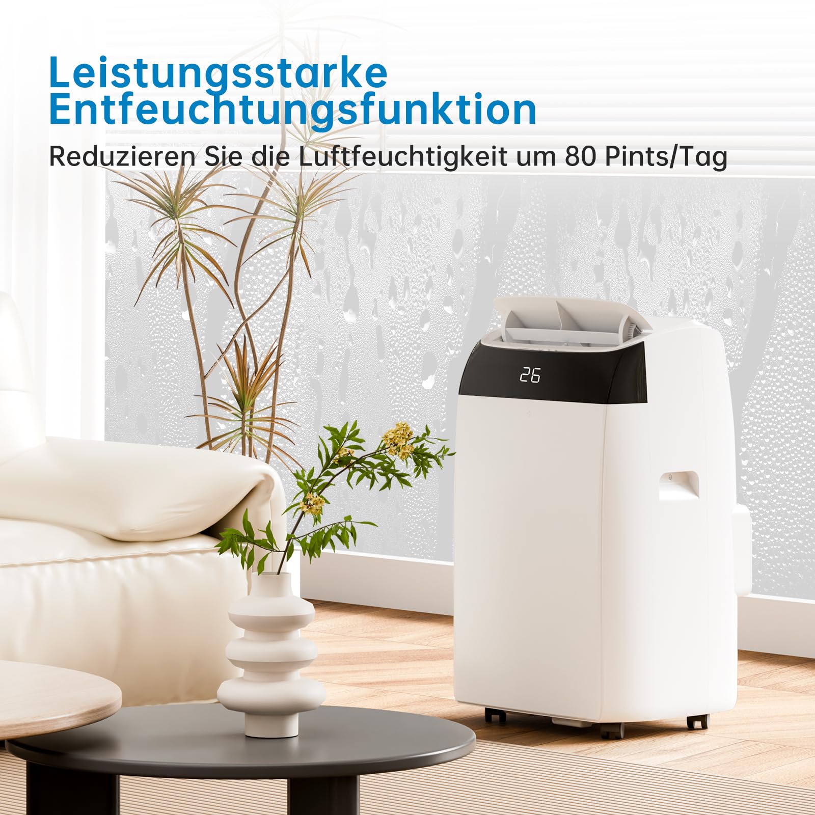 Garvee Climatiseur mobile 12000 BTU, 4 en 1 silencieux au R290, avec kit fenêtre, pour maison et bureau
