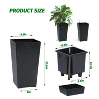Garvee Lot de 2 jardinières de 57 cm de haut avec arrosage automatique et indicateur de niveau d'eau pour balcon et terrasse, à pois noirs et blancs, en plastique résistant aux intempéries