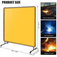 Écran de soudage Garvee 1,8 x 1,8 m avec cadre en acier, résistant aux UV, ignifugé, mobile sur roulettes pour atelier et garage, en PVC de qualité industrielle