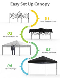 Pavillon pliant Garvee 3 x 3 m (10 x 10 pi) en tissu Oxford 210D, protection UPF 50+, imperméable, idéal pour le camping et les marchés, hauteur réglable, blanc