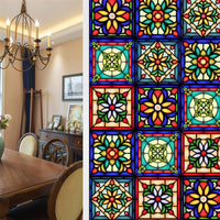 Film adhésif rétro coloré Garvee à motif floral, électrostatique, 45 x 100 cm, translucide, pour salon et bureau.