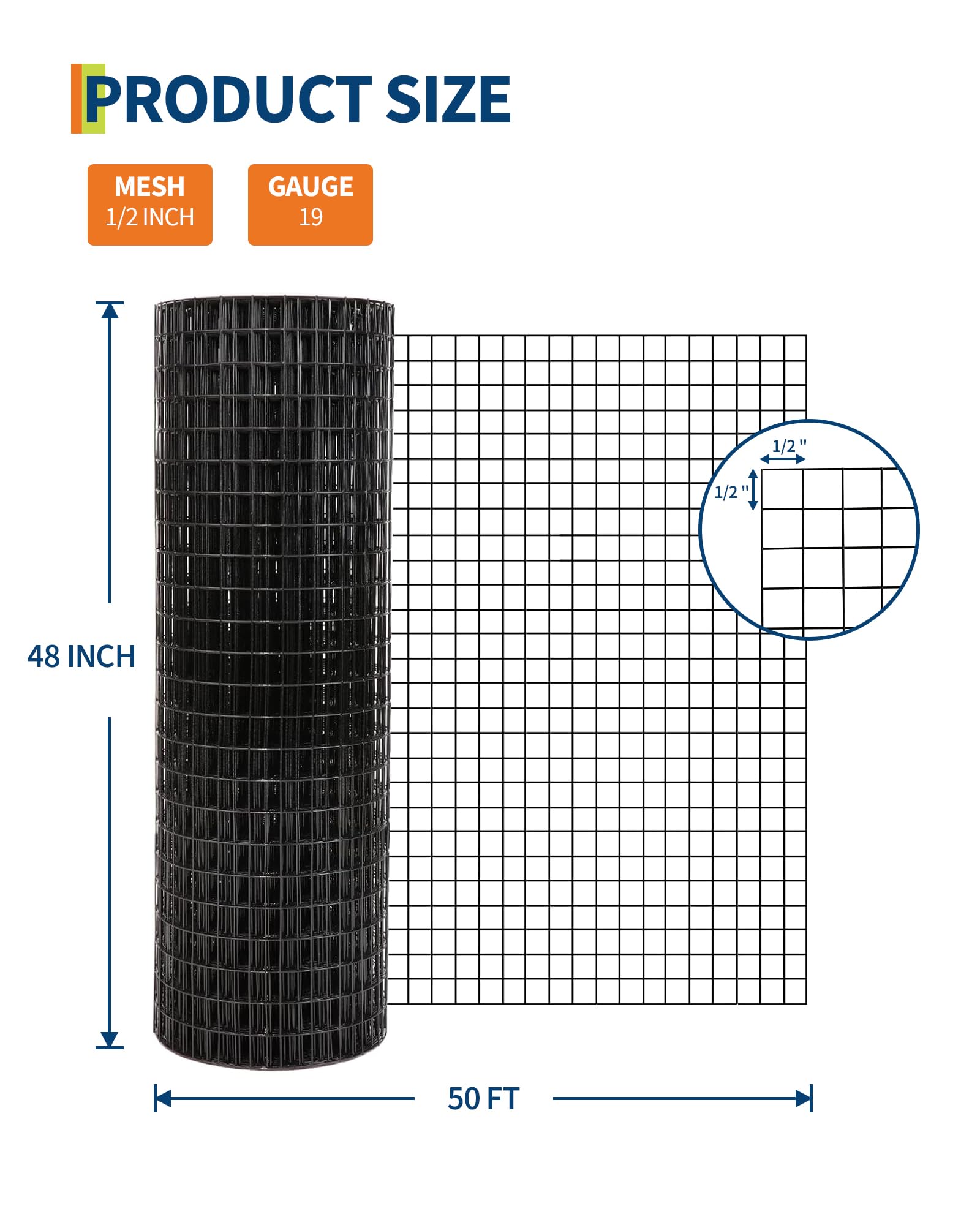 Garvee Grillage soudé galvanisé 1,22 × 15,24 m, mailles de 1,3 cm, fil Ø 1,07 mm résistant, pour clôture, poulailler et jardin
