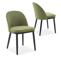 Ensemble de 2 chaises de salle à manger modernes Garvee, assises rembourrées en lin, dossier semi-intégré, structure en bois, pieds réglables, vert salle à manger