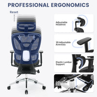 Garvee Chaise de bureau ergonomique avec repose-pieds, réglable, en maille respirante, dossier haut, noire