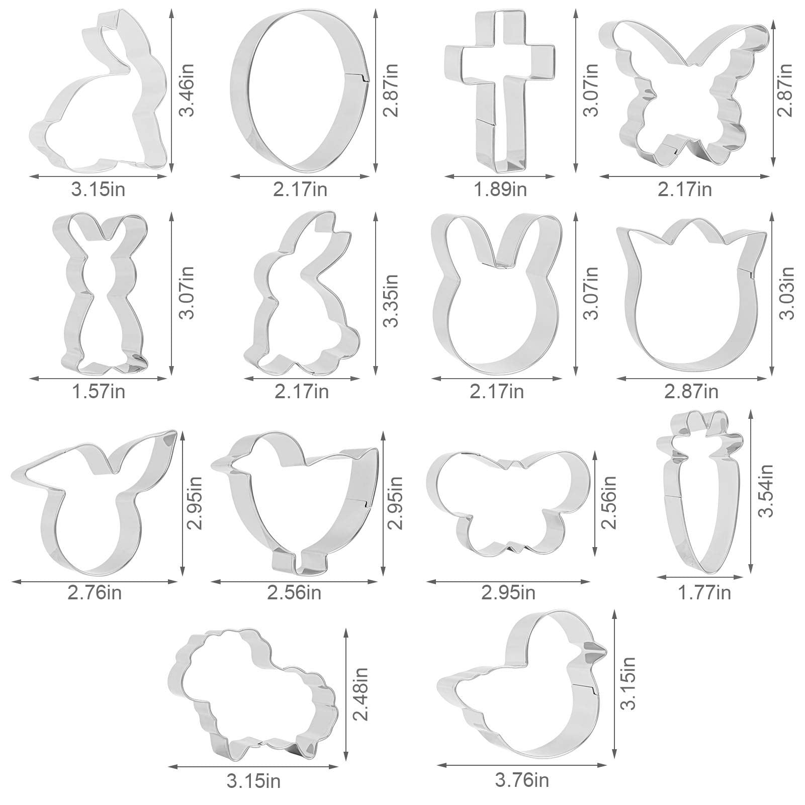 Ensemble de 14 emporte-pièces Garvee pour Pâques, en acier inoxydable, pour la pâtisserie maison pendant les fêtes, formes variées
