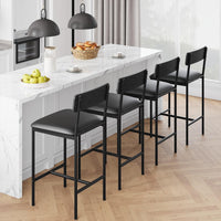 Garvee Lot de 4 tabourets de bar pour cuisine, hauteur comptoir (64 cm), assise rembourrée en PU, noir rustique