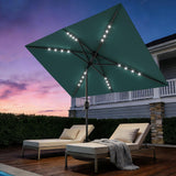 Garvee Parasol Rectangulaire Solaire LED 305 x 198 cm, Manivelle, Inclinaison Bouton-Poussoir, 6 Baleines Robustes, Jardin, Terrasse, Piscine, Bleu Turquoise - Bleu Turquoise