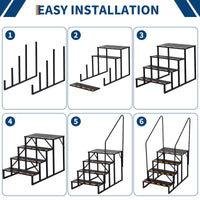 Escalier portable Garvee à 4 marches pour VR avec rampe, en acier, bandes antidérapantes pour caravanes et usage extérieur, 181 kg (400 lb), noir