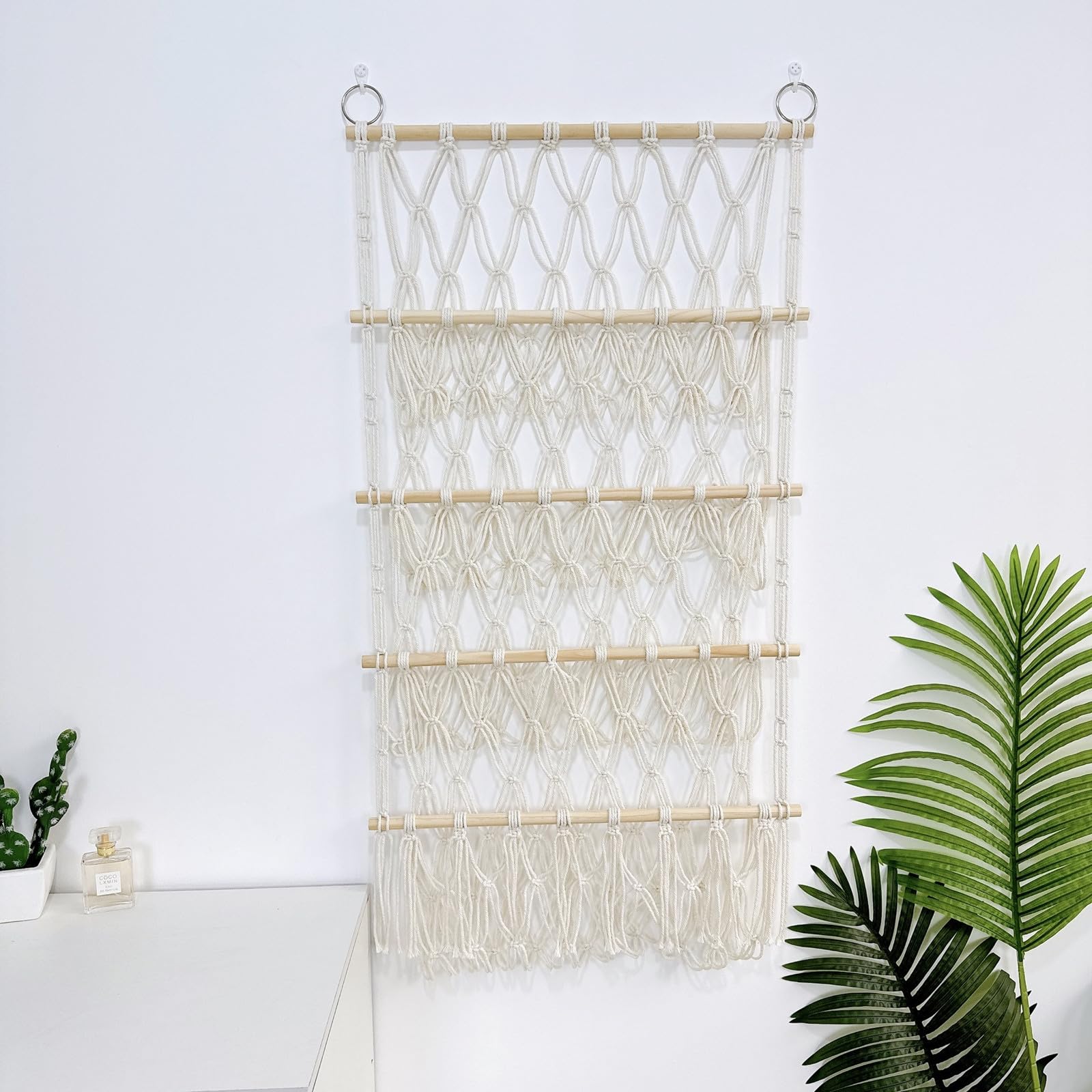 Garvee Étagère à peluches à 4 niveaux, organisateur de jouets suspendu pour chambre d'enfant, 105 x 52 cm, blanc