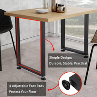 Pieds de table carrés en métal Garvee 28" réglables, robustes, revêtement en poudre noir, pour salle à manger et bureau