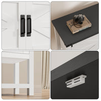 Console Garvee style ferme avec 2 portes, en bois robuste et résistant aux rayures, blanc et noir, 81 cm (32 pouces), idéale pour la cuisine et le salon.