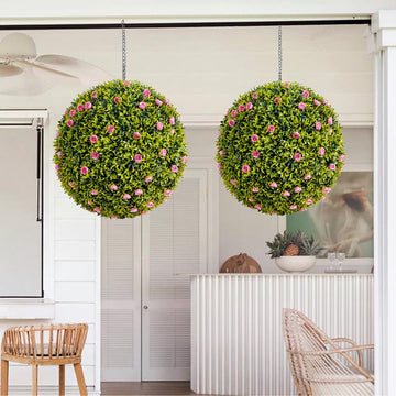 Boules de buis artificiel Garvee, lot de 2, 57 cm (22,4 pouces), résistantes aux intempéries et sans entretien, en polyéthylène vert, pour jardin et mariage.