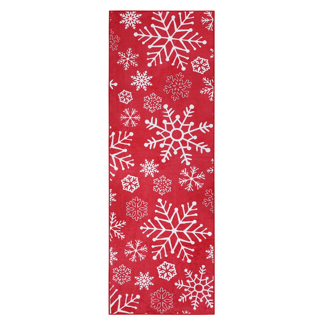 Tapis de couloir Garvee Soft Christmas à motif flocons de neige, lavable et antidérapant, idéal pour l'entrée et la cuisine, 60 x 230 cm, rouge