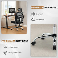 Chaise de bureau ergonomique Garvee en maille avec appui-tête réglable, idéale pour le bureau et le gaming. Dossier haut, base en métal robuste, noire.