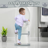 Siège d'apprentissage de la propreté Garvee avec marchepied et poignées pour garçons et filles, gris, pour la salle de bain, hauteur réglable, antidérapant, en polypropylène durable