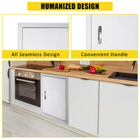Porte d'accès pour barbecue Garvee 17 x 24 pouces, acier inoxydable 304, résistante aux intempéries, porte simple avec poignée encastrée et fermeture magnétique, station de grillade pour cuisine extérieure