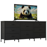 Garvee commode en tissu à 8 tiroirs, plateau en bois, cadre en métal, noire - Noir